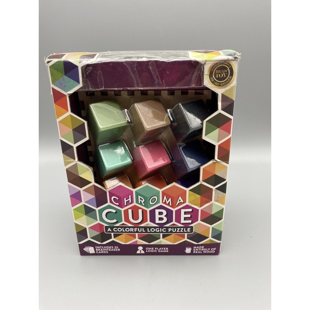 Chroma Cube: A Colorful Logic Puzzle, All Wood w/25 Brainteaser Cards Complete